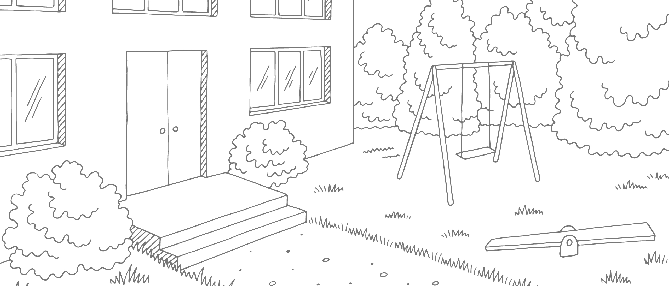 Illustration Haus mit Garten und Schaukel